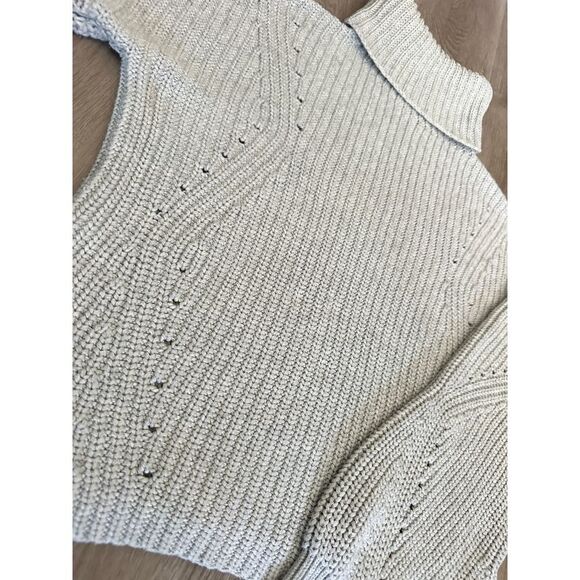 Brass Clothing Gray Ribbed Long Sleeve Chunky Knit Turtleneck‎ Sweater Sz L NWOT - Picture 2 of 6